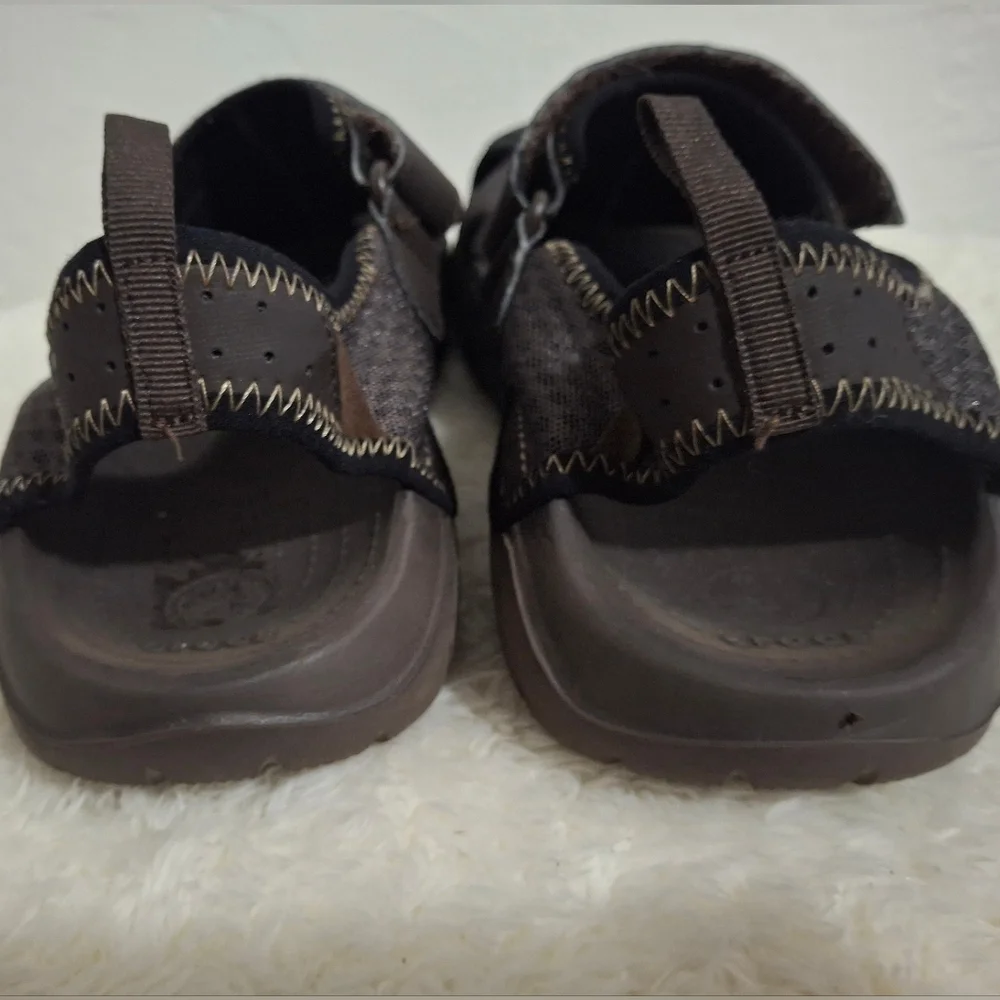 Men's Swiftwater Crocs Sandals - Brown and Black Size 12.